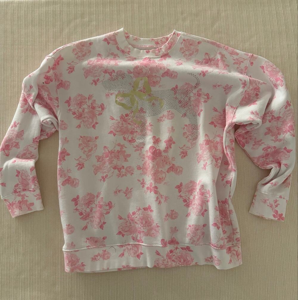 Victoria's Secret PINK x LoveShackFancy Floral Rhinestone Crewneck Sweatshirt L